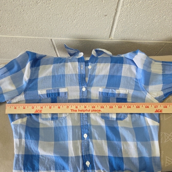 Aeropostale Button Up Plaid Shirt Top Womens Medium Blue Y2K - Picture 6 of 8